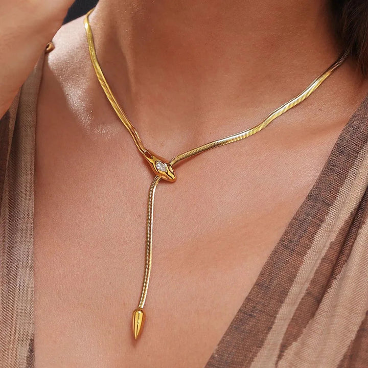 Elysian Serpent Lariat Necklace