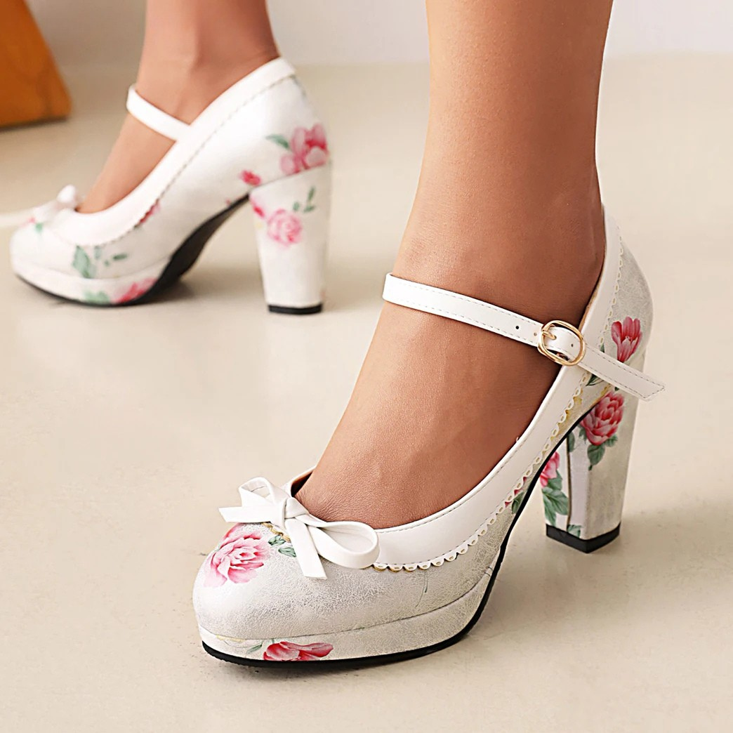 Rosette Bow Platform Heels