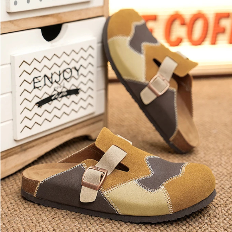 Maribel Patchwork Suede Clogs