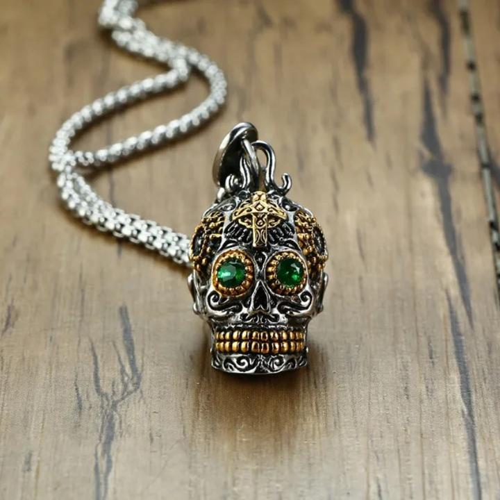 Grim Emerald Skull Necklace