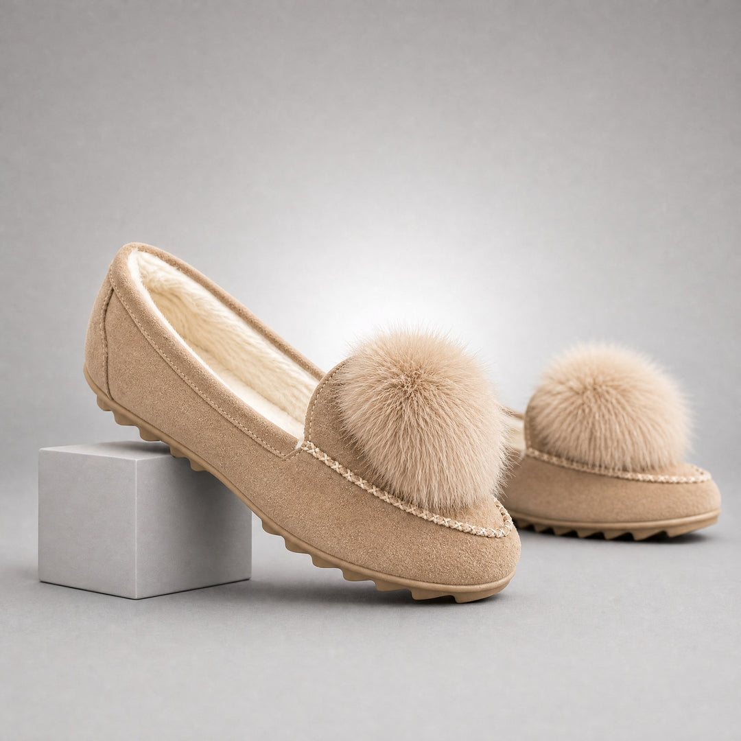 Fiora Pom-Pom Suede Loafers