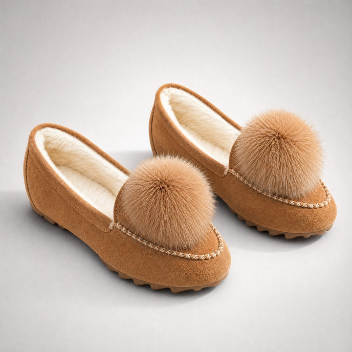 Fiora Pom-Pom Suede Loafers