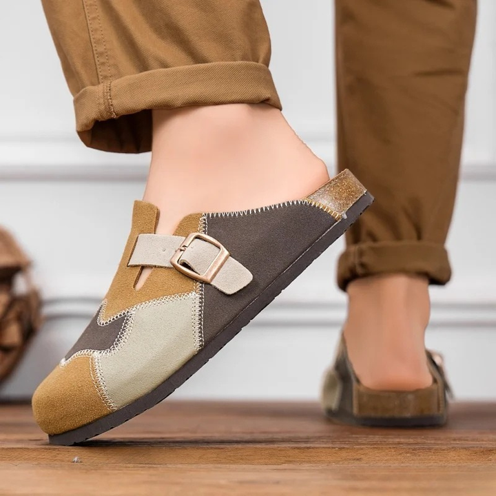 Maribel Patchwork Suede Clogs