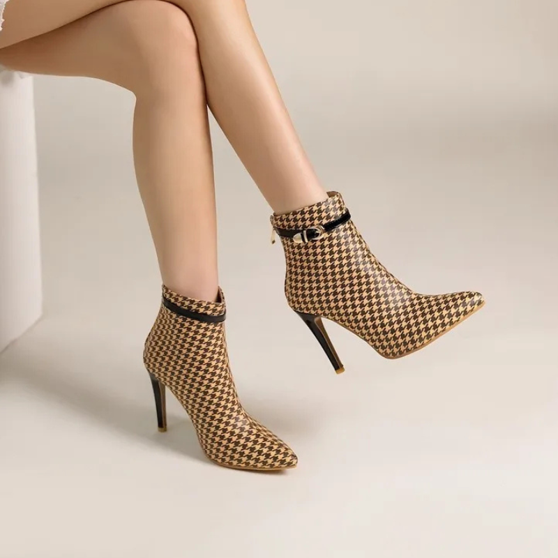 Vienna Houndstooth Ankle Boots
