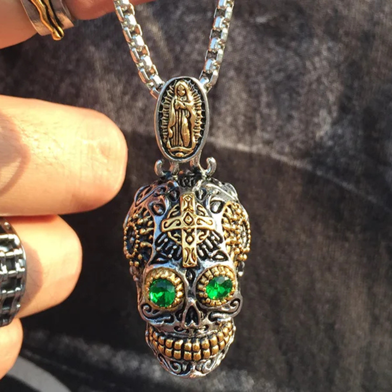 Grim Emerald Skull Necklace