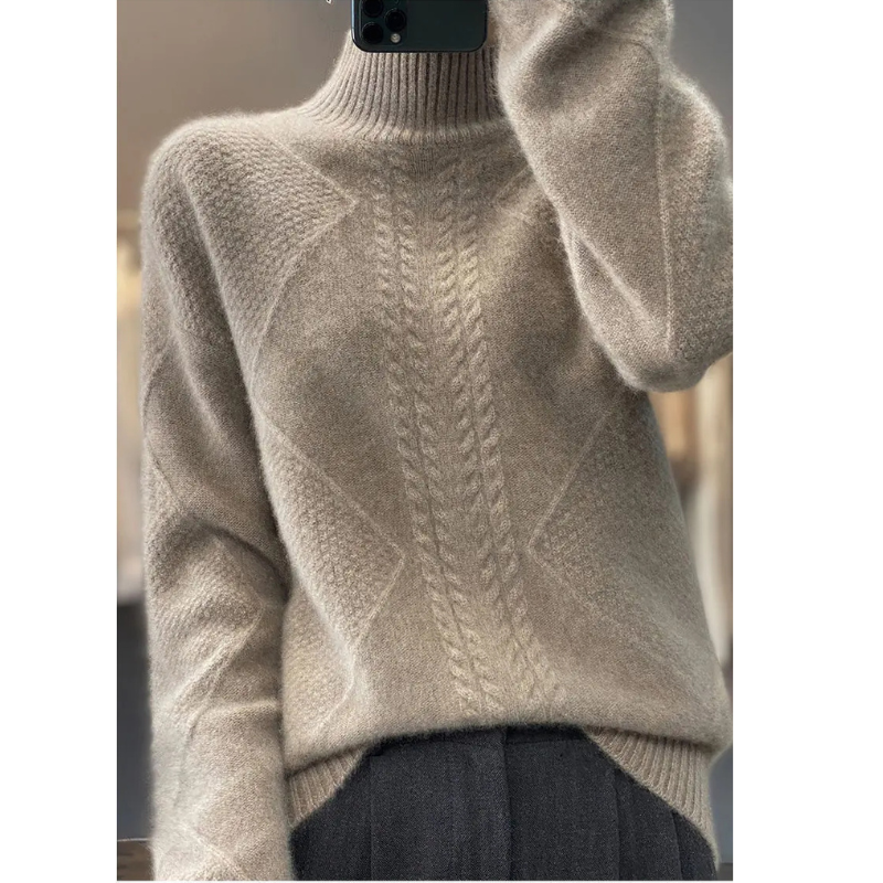 Arlena Cable-Knit Mock-Neck Sweater