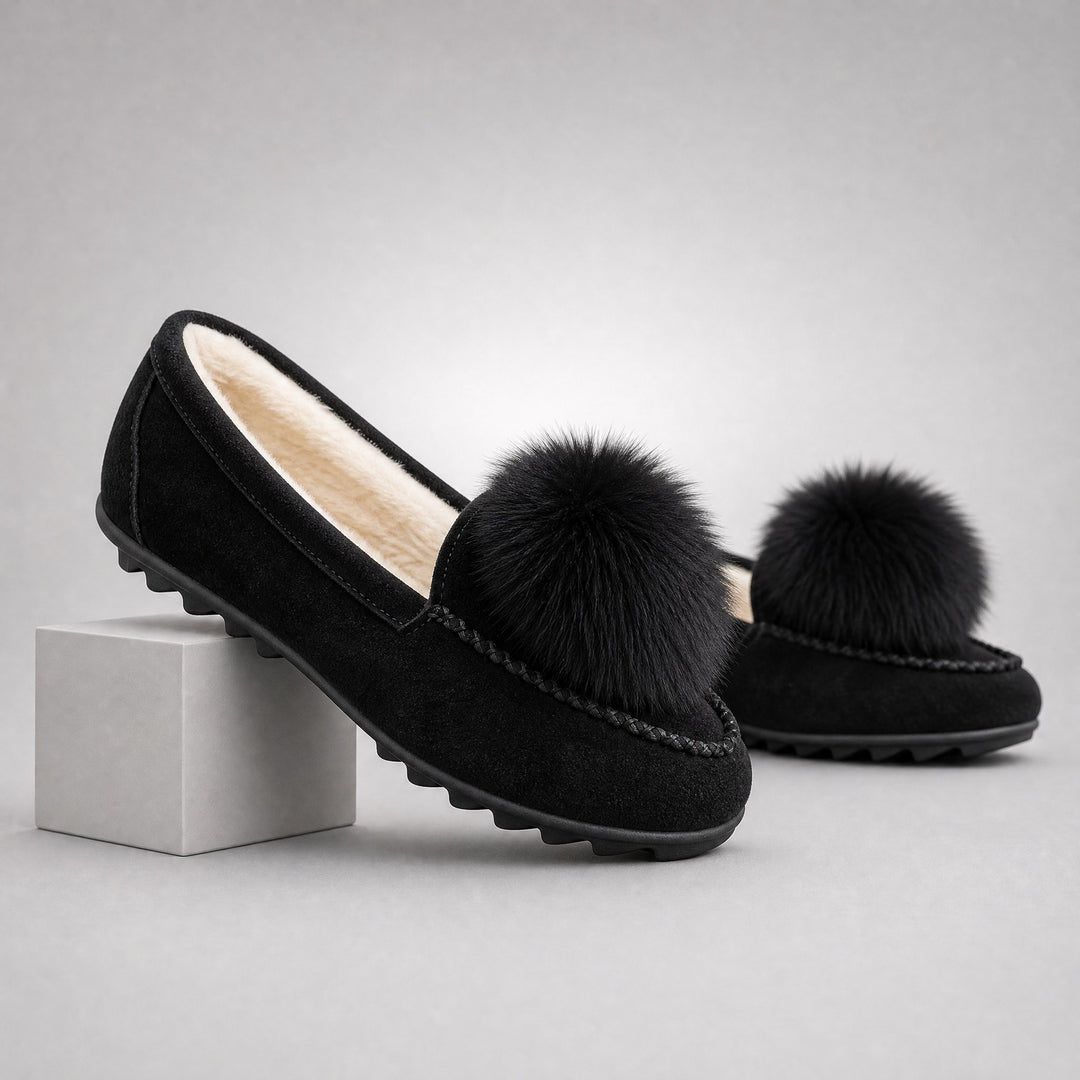 Fiora Pom-Pom Suede Loafers
