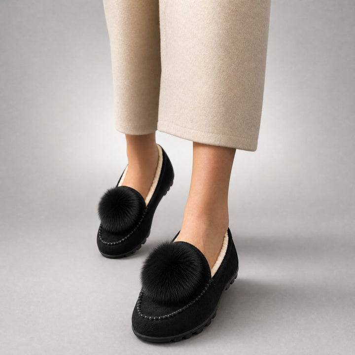 Fiora Pom-Pom Suede Loafers