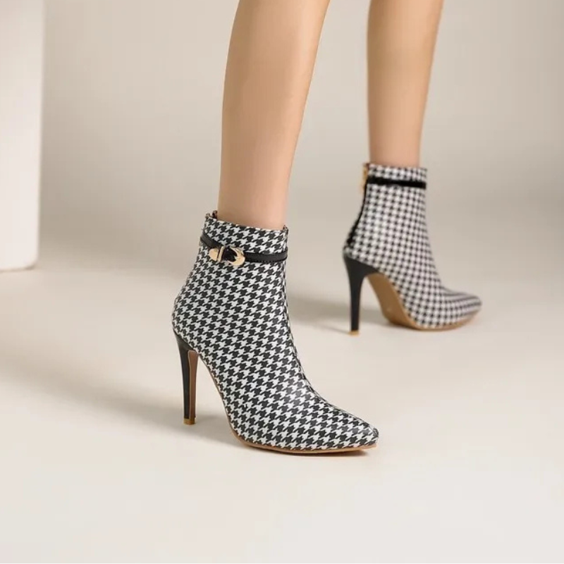 Vienna Houndstooth Ankle Boots