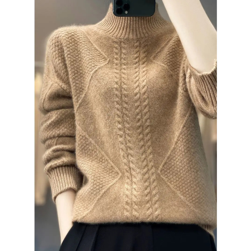 Arlena Cable-Knit Mock-Neck Sweater