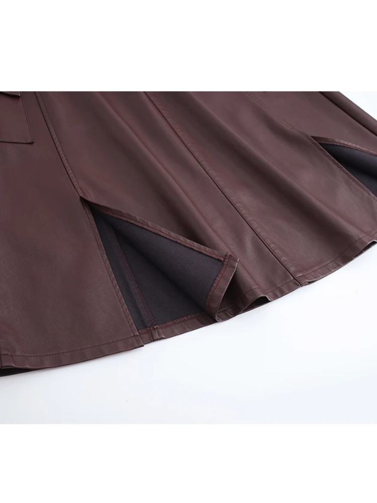 Celine Leather Drawstring Skirt