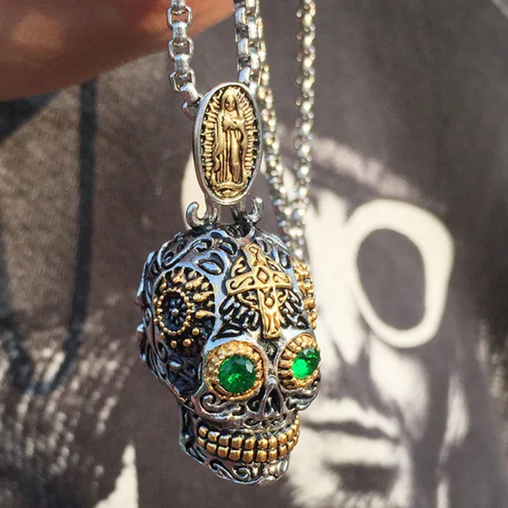 Grim Emerald Skull Necklace