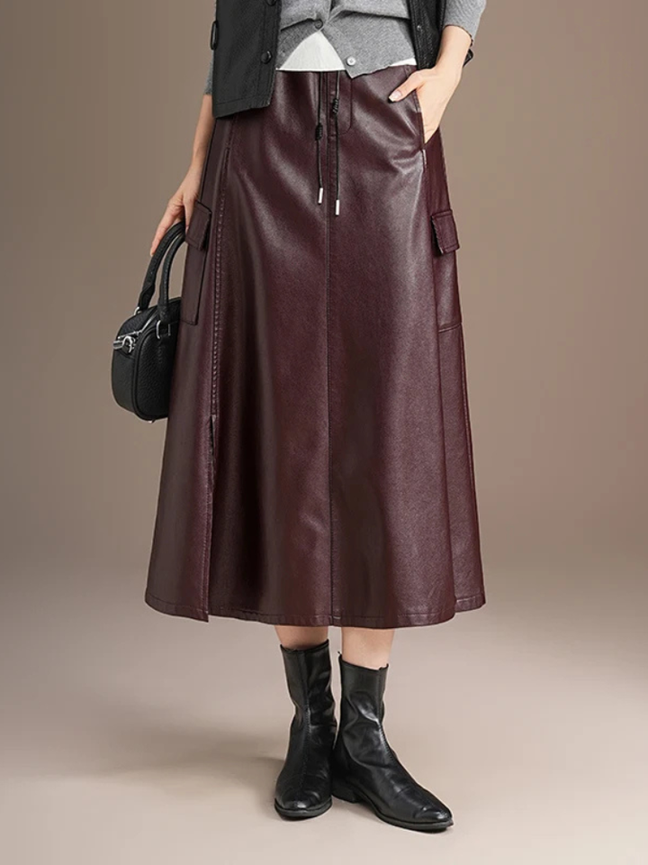 Celine Leather Drawstring Skirt
