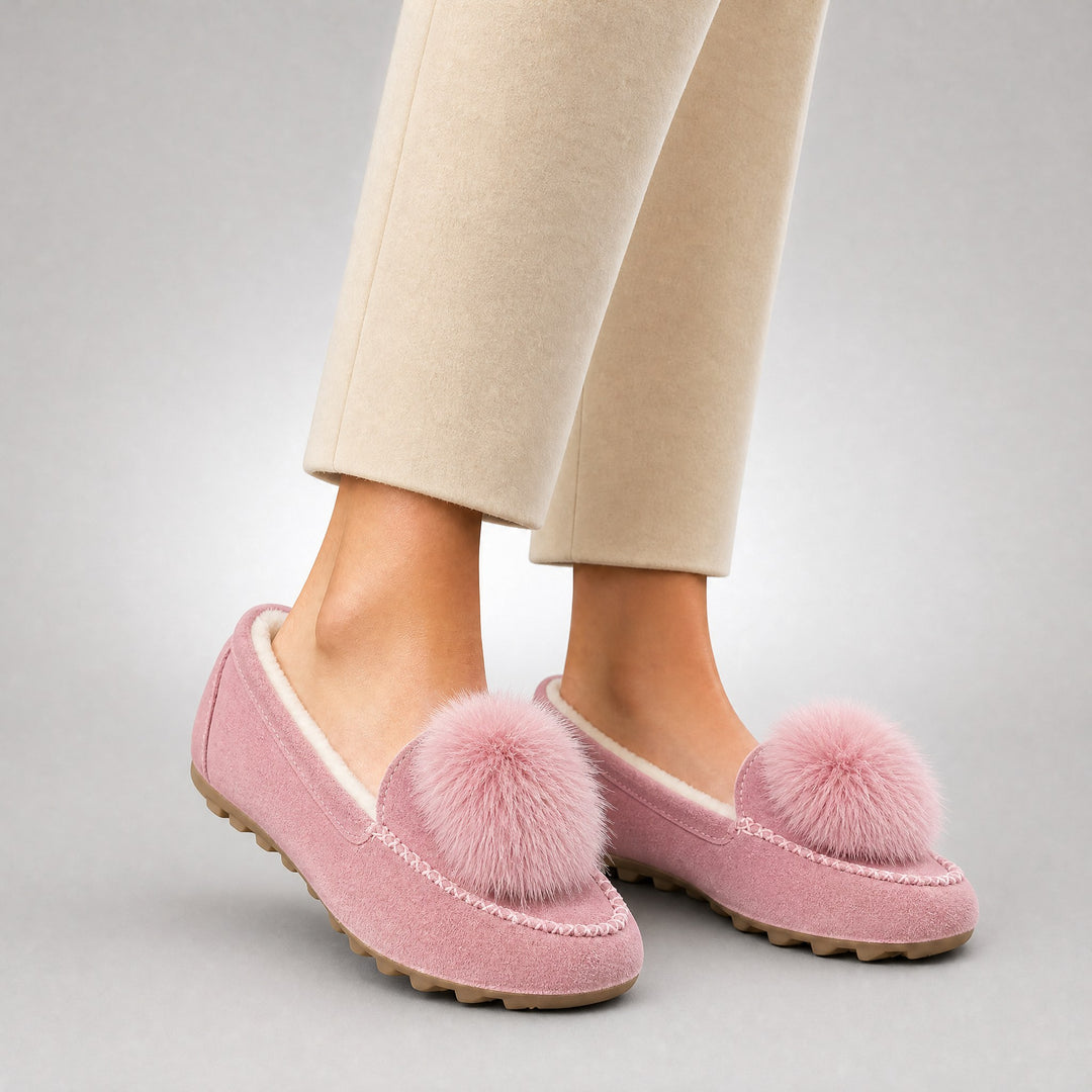 Fiora Pom-Pom Suede Loafers