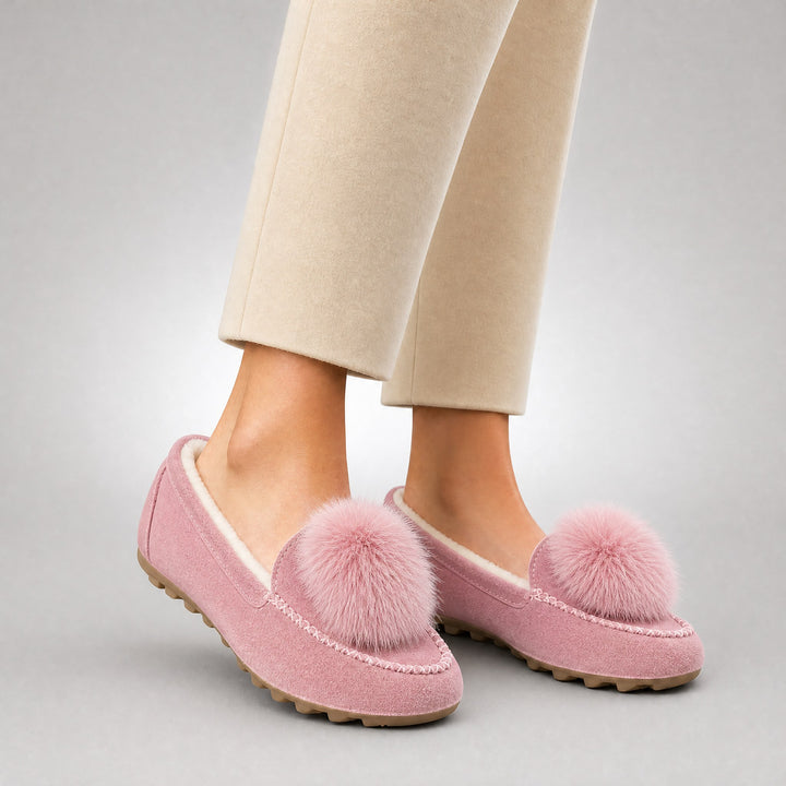 Fiora Pom-Pom Suede Loafers