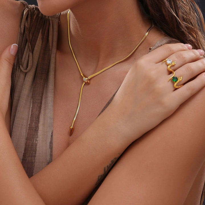 Elysian Serpent Lariat Necklace