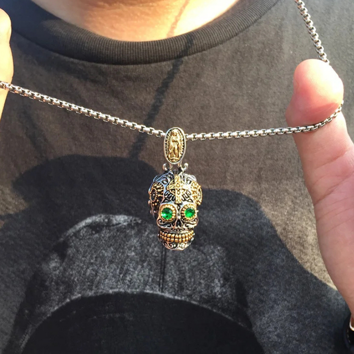 Grim Emerald Skull Necklace