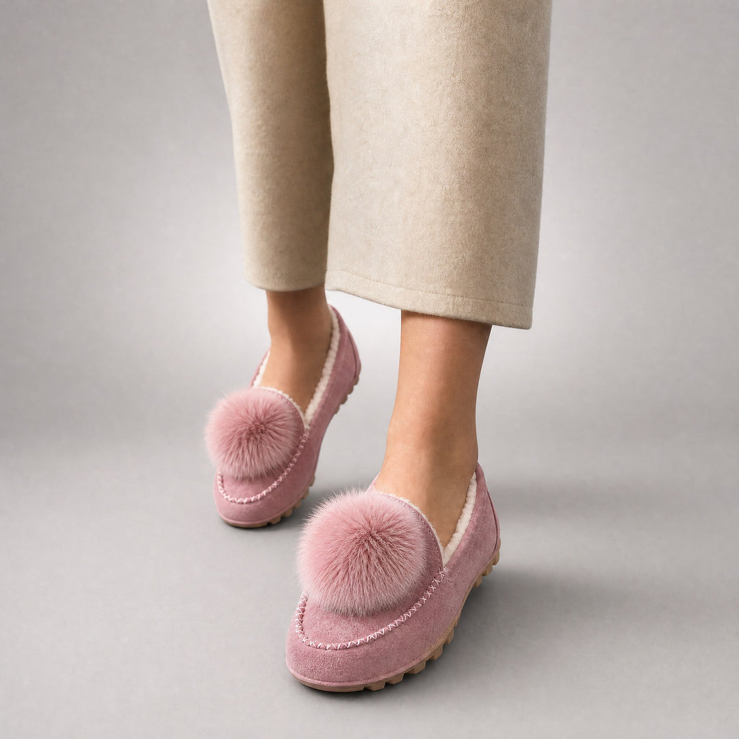 Fiora Pom-Pom Suede Loafers