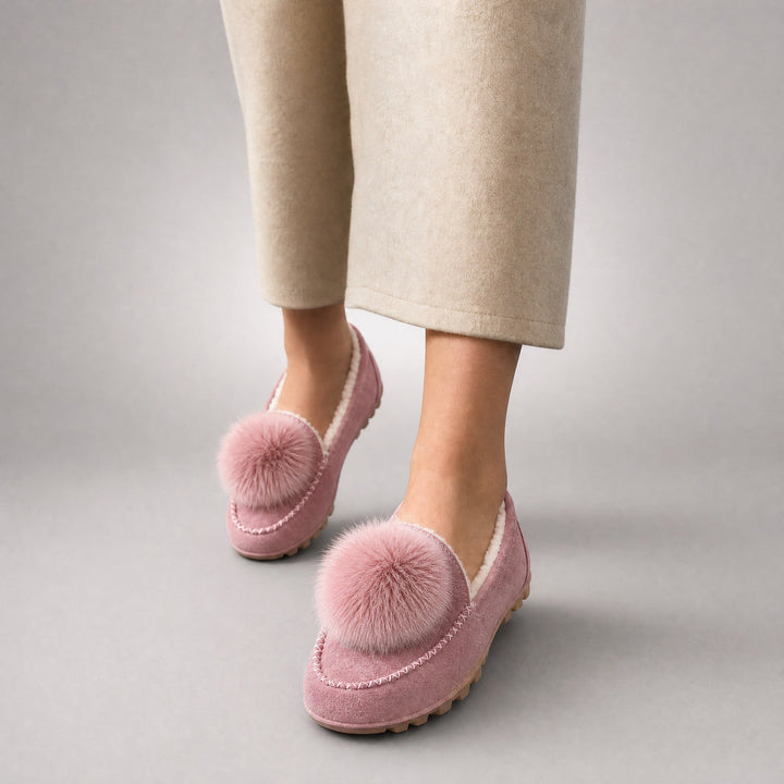Fiora Pom-Pom Suede Loafers