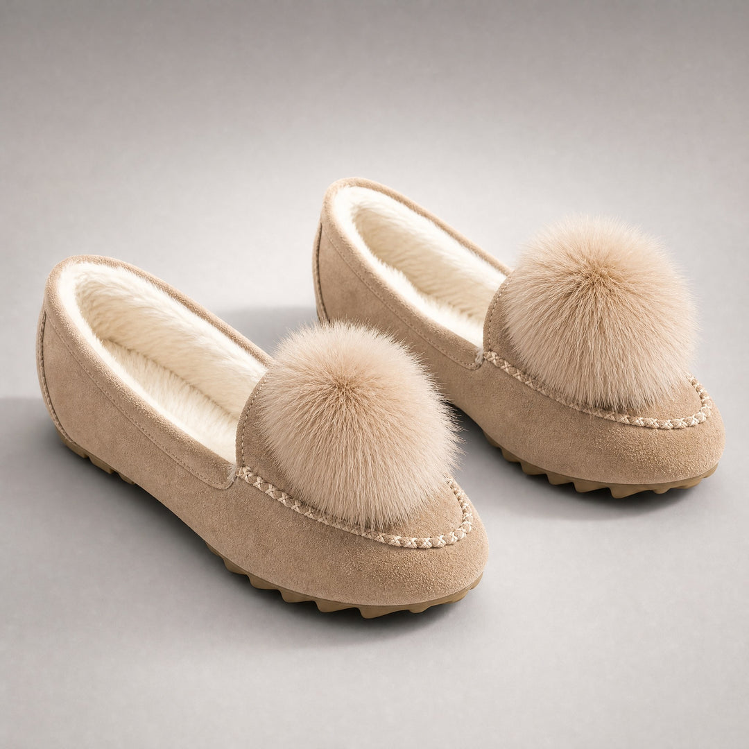 Fiora Pom-Pom Suede Loafers