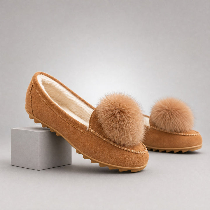 Fiora Pom-Pom Suede Loafers