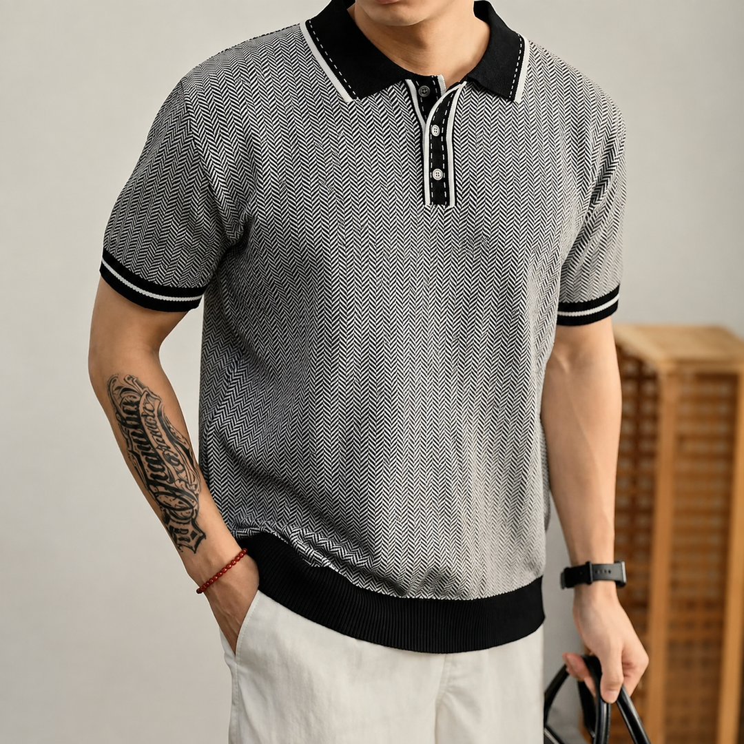 Harrison Herringbone Polo Shirt