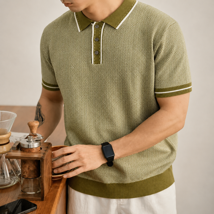 Harrison Herringbone Polo Shirt