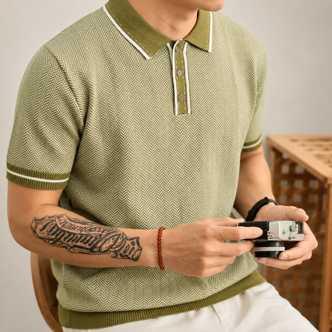 Harrison Herringbone Polo Shirt