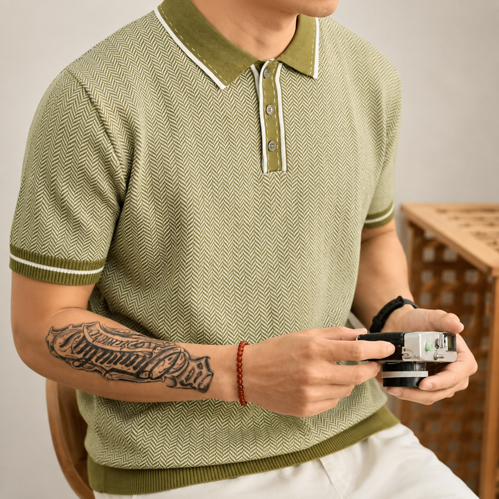 Harrison Herringbone Polo Shirt