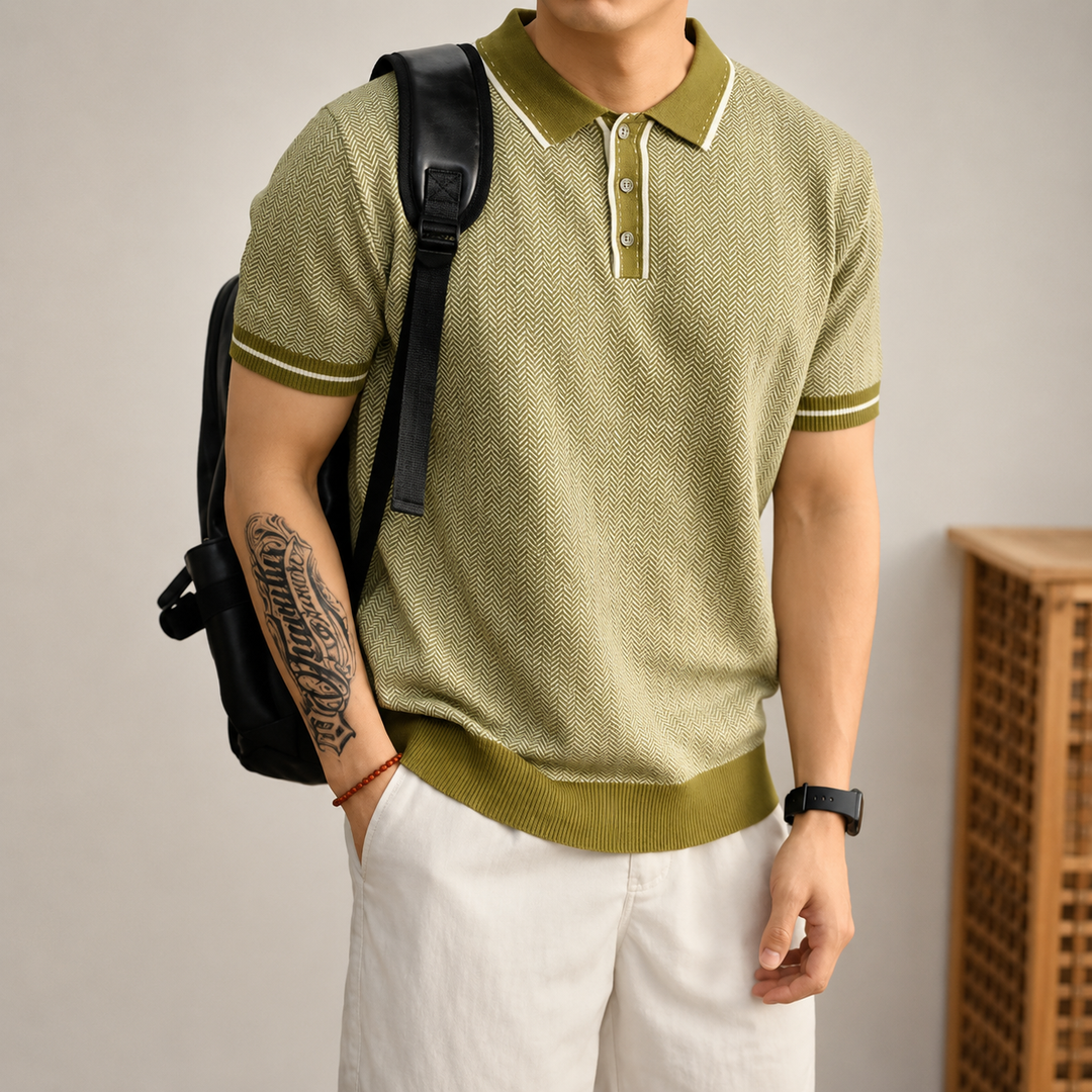 Harrison Herringbone Polo Shirt