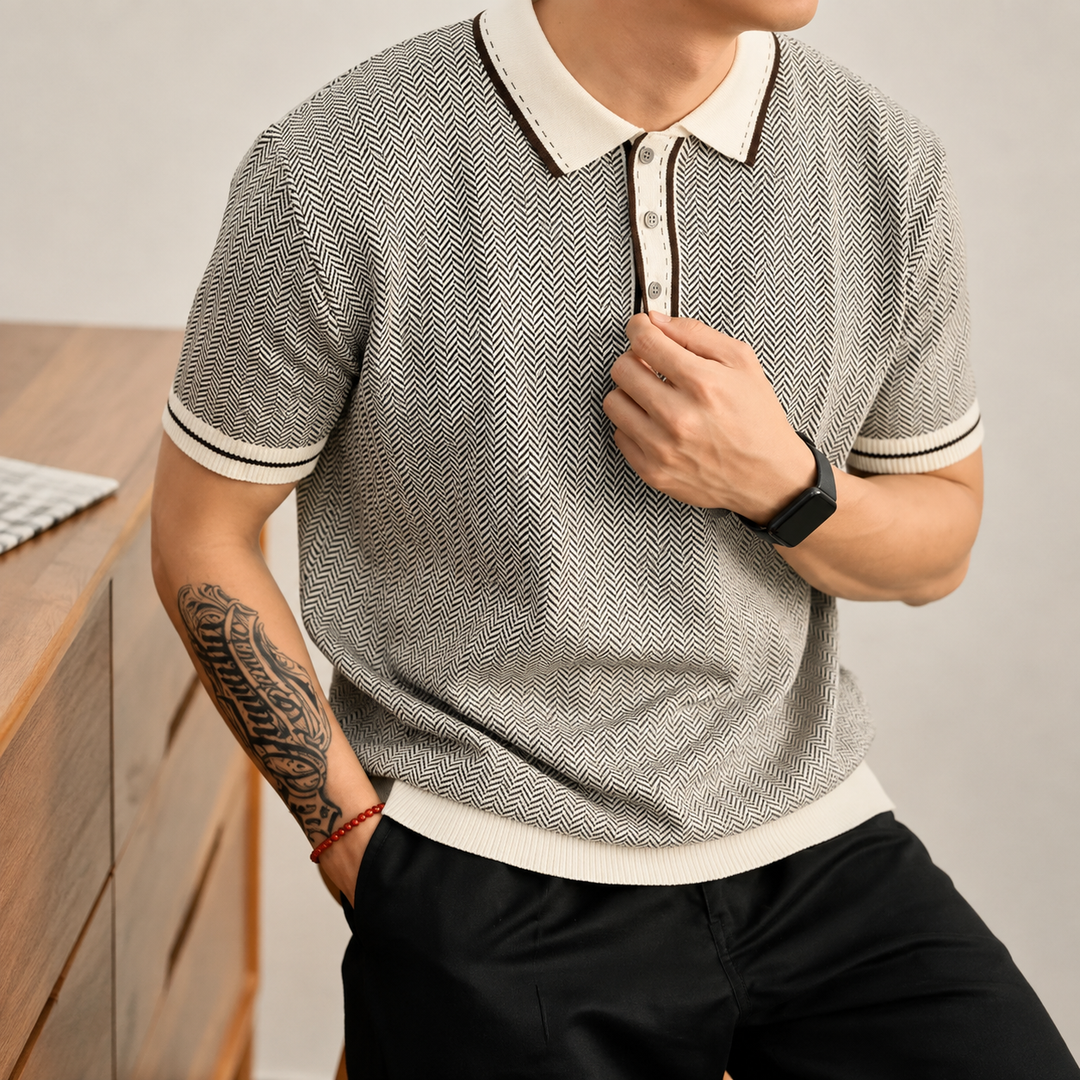 Harrison Herringbone Polo Shirt
