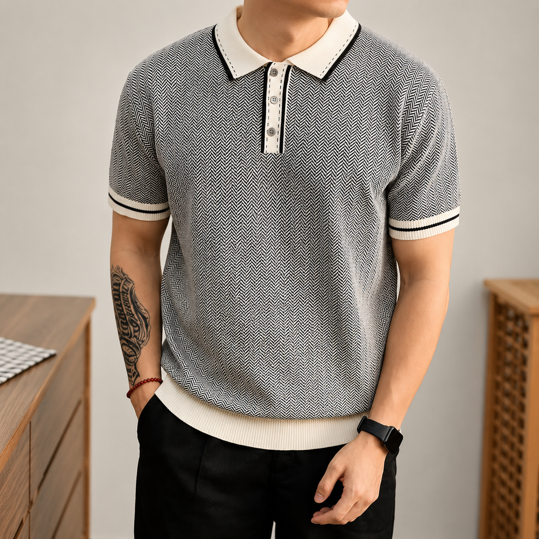 Harrison Herringbone Polo Shirt