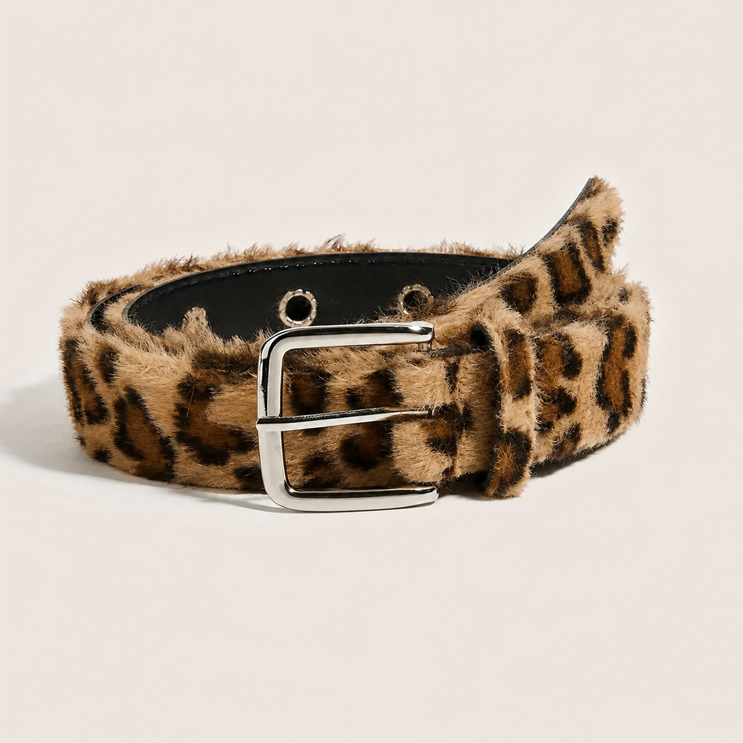 Velour Plush Leopard Belt