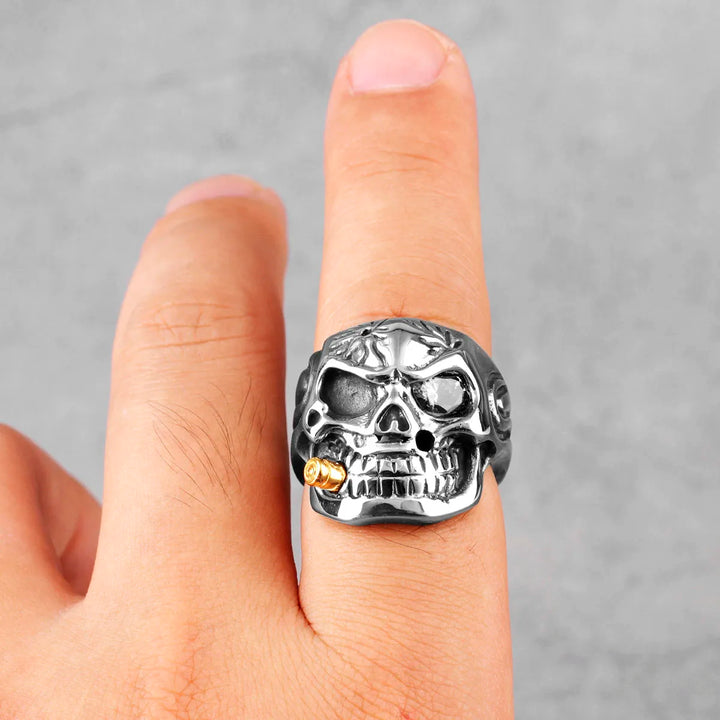 Bullet Bite Skull Ring