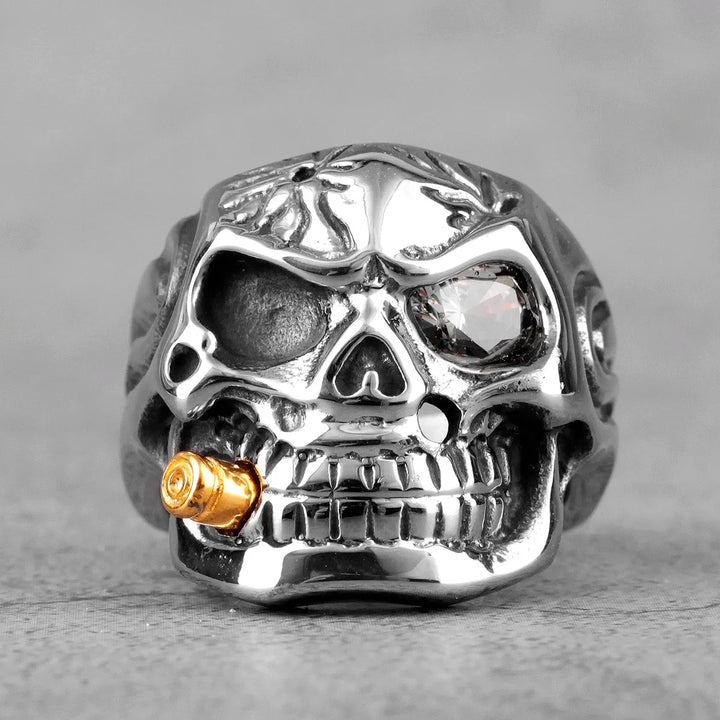 Bullet Bite Skull Ring