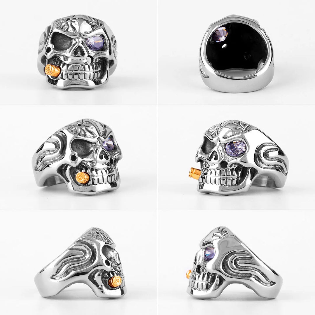 Bullet Bite Skull Ring