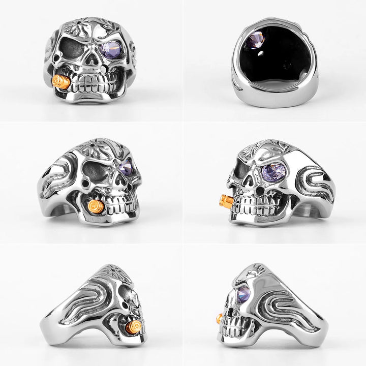Bullet Bite Skull Ring
