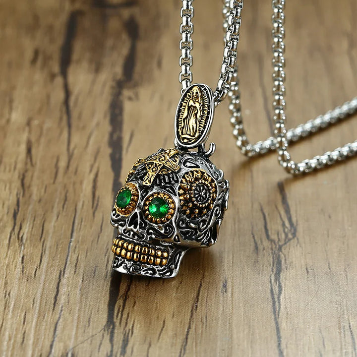 Grim Emerald Skull Necklace