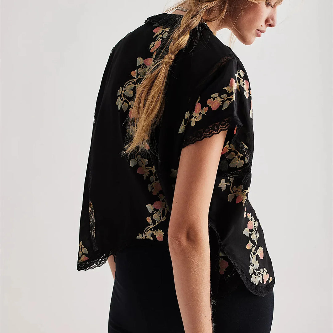 Isla Floral Lace Trim Blouse