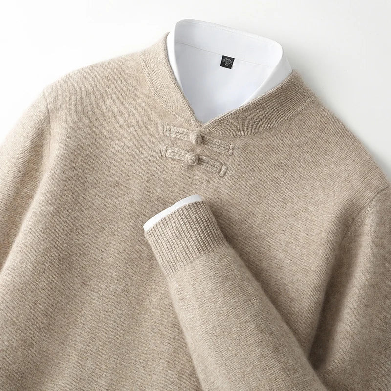 Calder Knot-Button Wool Sweater