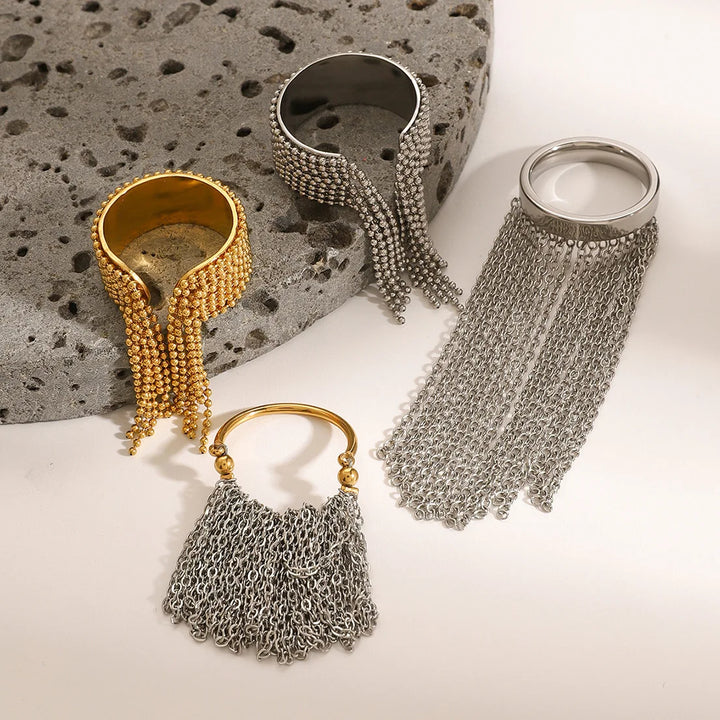 Modena Fringe Cascade Rings