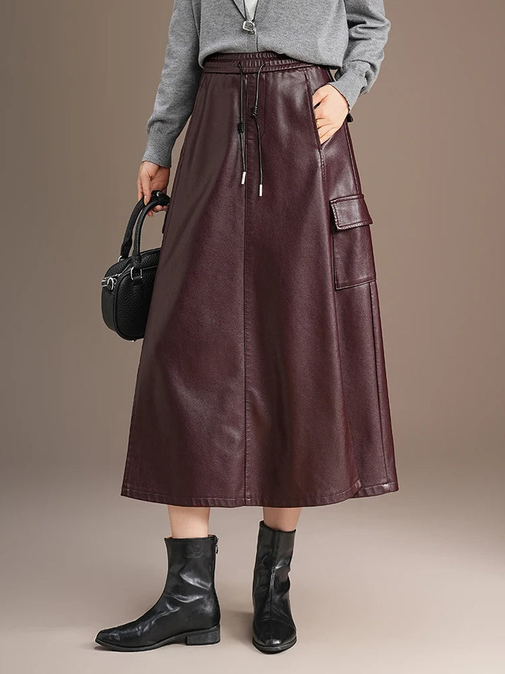 Celine Leather Drawstring Skirt