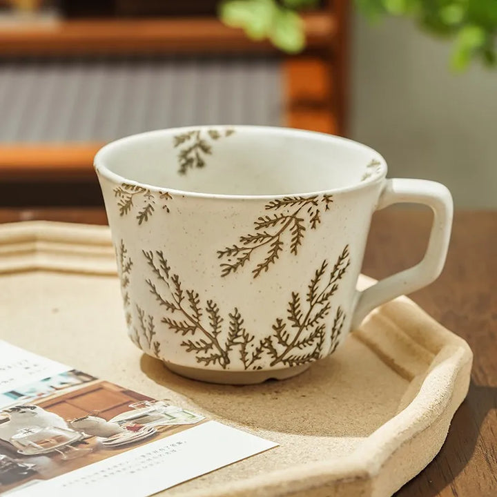 Rustic Porcelain Embossed Mugs
