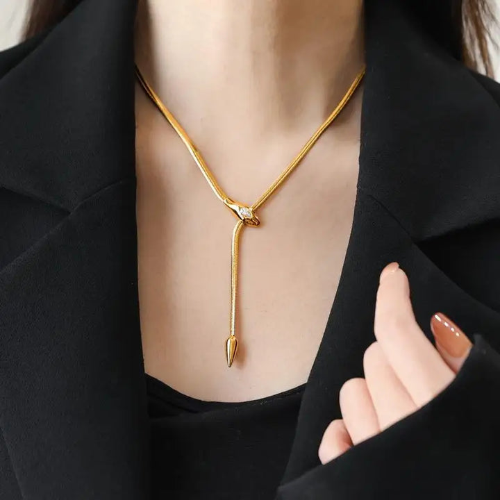 Elysian Serpent Lariat Necklace
