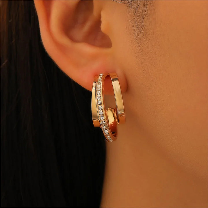Luna Pavé Double Hoops
