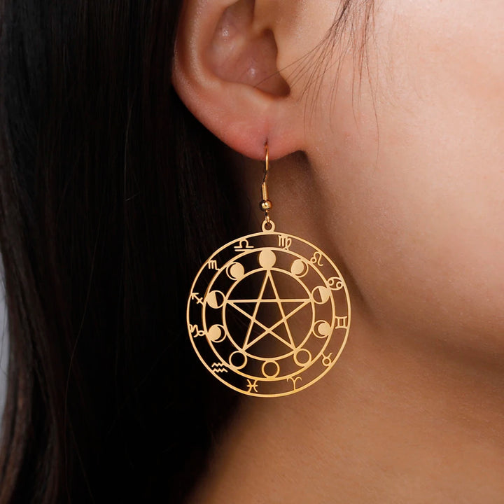 Zodiac Pentagram Earrings