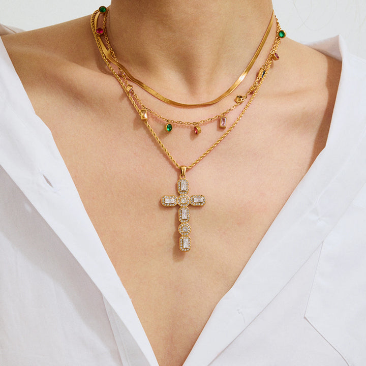 Celestia Gemstone Cross Necklace