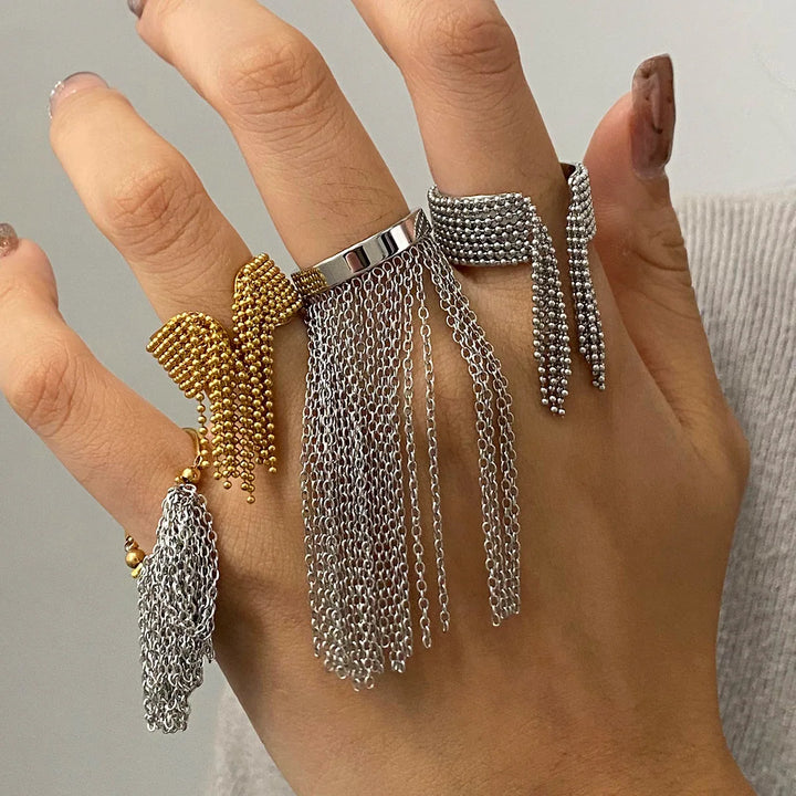 Modena Fringe Cascade Rings