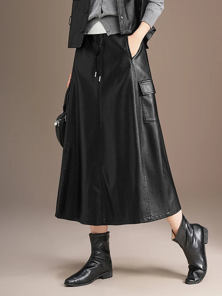 Celine Leather Drawstring Skirt