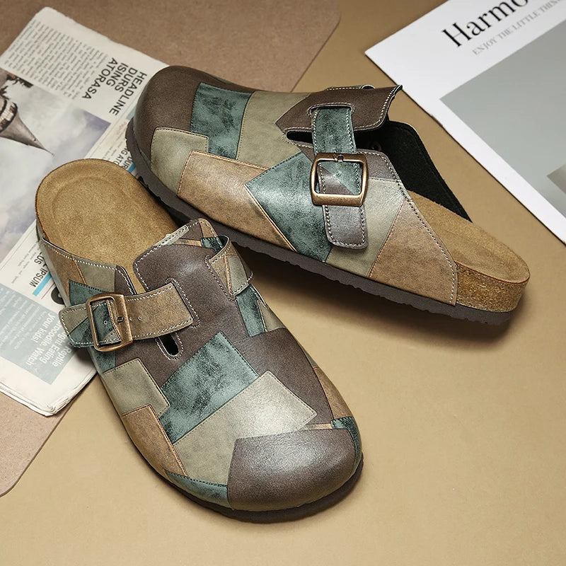 Moore Mosaic Leather Clogs